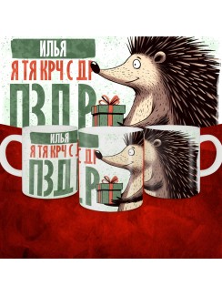 Кружка с принтом, Илья я тя крч с др пзр, с днем рождения, Илья 330 мл.