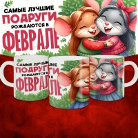 Кружка с принтом, Самые лучшие подруги рождаются в Феврале, белая, 330 мл