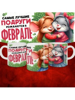 Кружка с принтом, Самые лучшие подруги рождаются в Феврале, белая, 330 мл