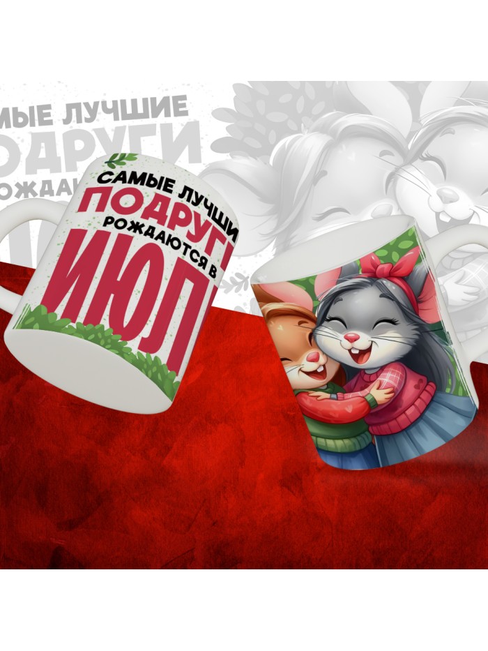 Кружка с принтом, Самые лучшие подруги рождаются в Июле, белая, 330 мл  Жуковский