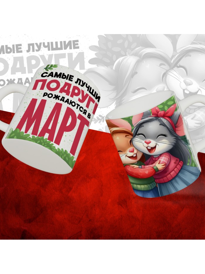 Кружка с принтом, Самые лучшие подруги рождаются в Марте, белая, 330 мл  Жуковский