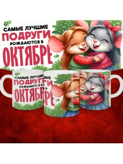 Кружка с принтом, Самые лучшие подруги рождаются в Октябре, белая, 330 мл