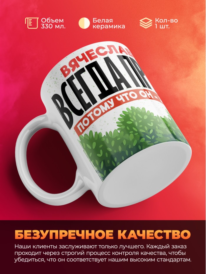 Кружка Вячеслав всегда прав  Жуковский